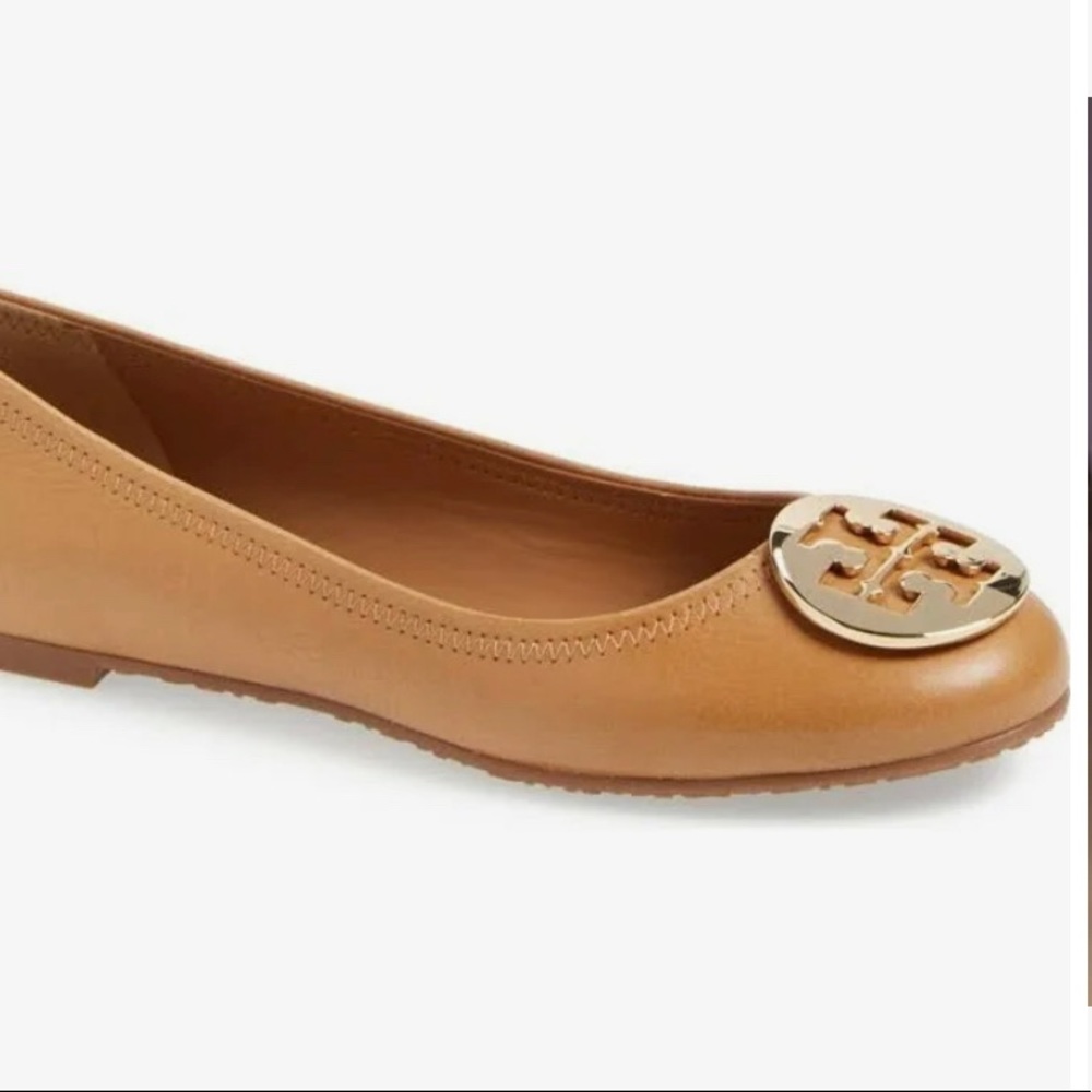 Tory Burch Reva Ballet Flats Royal Tan/Gold size 8.5 - Picture 8 of 13